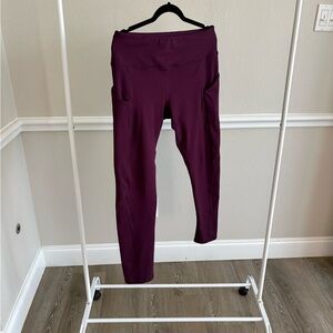 XXL Purple High-Waisted Fleece Leggings with pockets